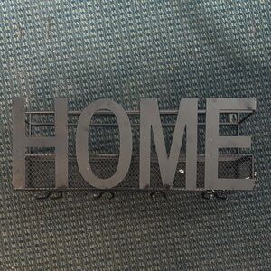 Black HOME Wall Decor wine rack with glass holders